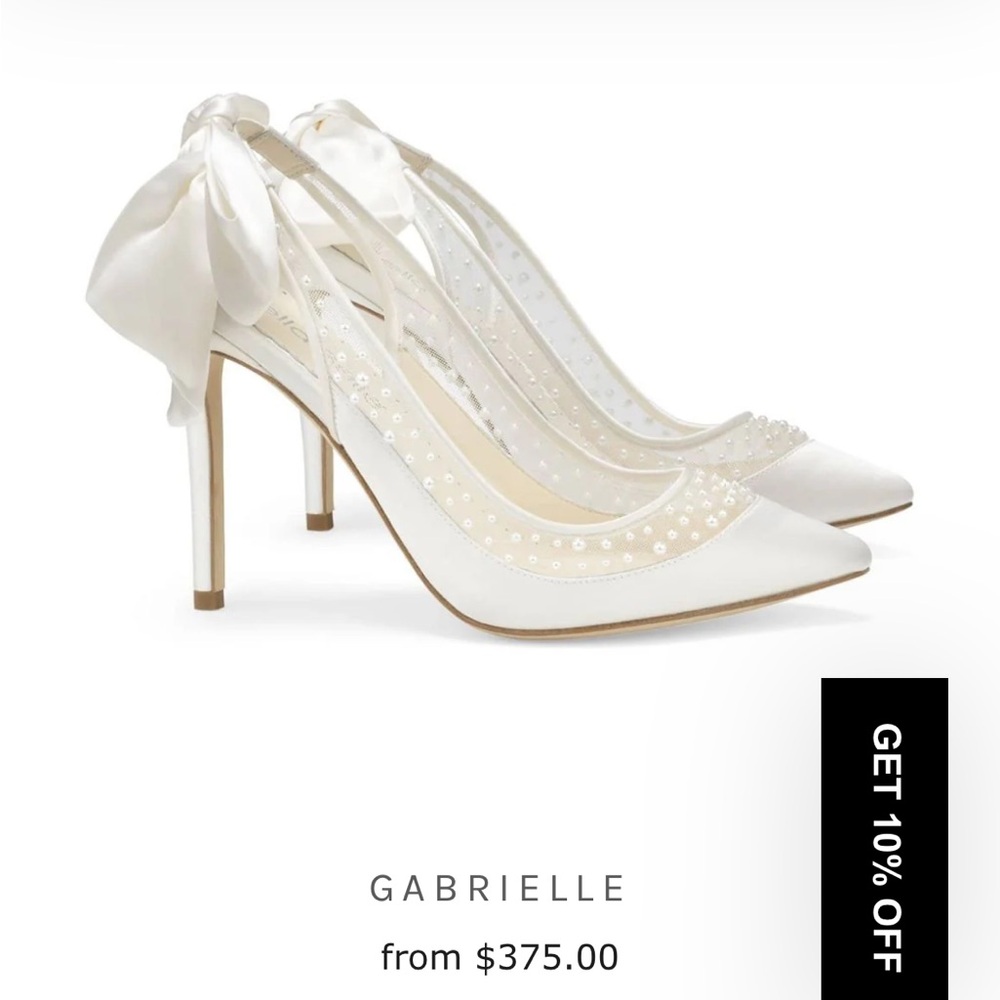 Gabrielle White Satin Bow Heels - perfect wedding shoe